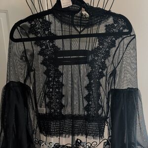 Nwt Sheer Lace Blouse